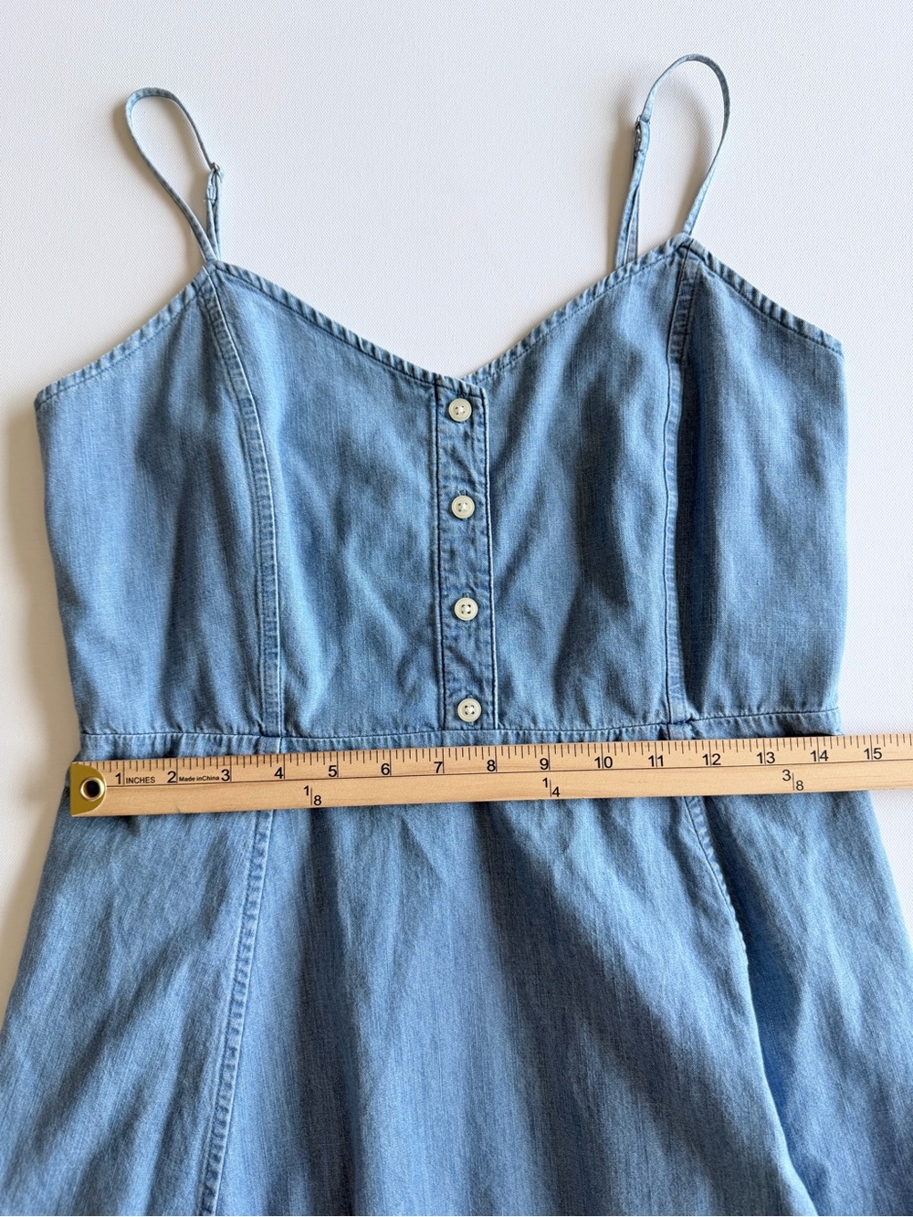 GAP Chambray Fit & Flare Mini Dress Blue Button Front Size 6 - Picture 8 of 12